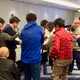 Reporters crowd around Kawauchi